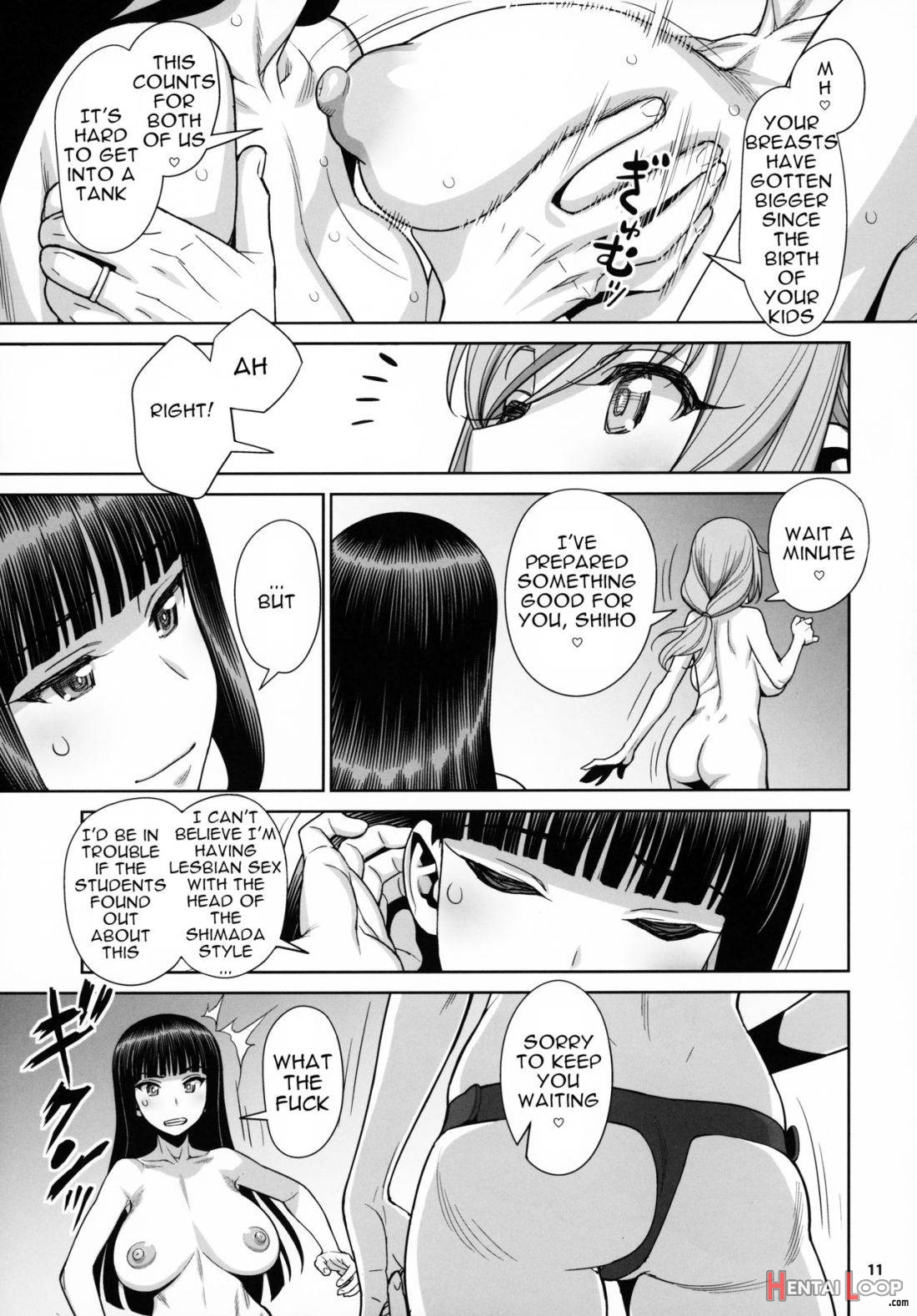 Shimada-ryuu VS Nishizumi-ryuu Bijukujo Lesbian Kyokugen Kougyaku Gurui page 10